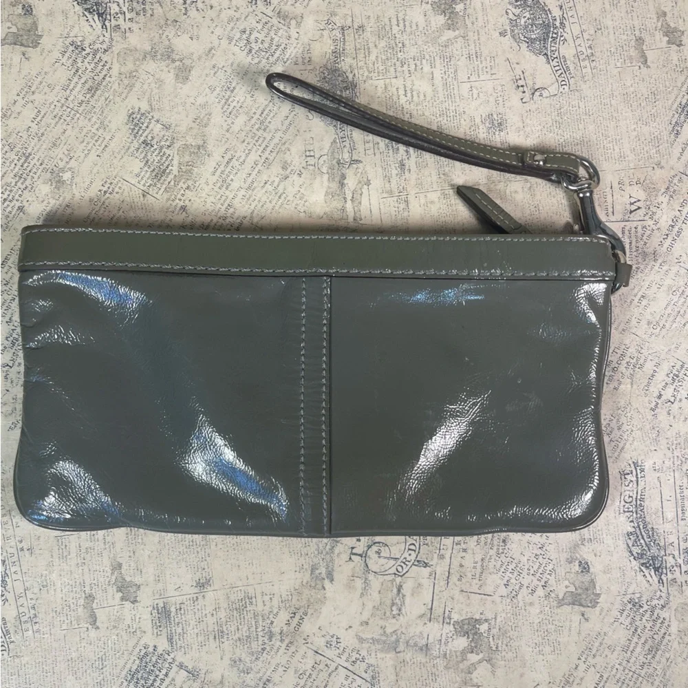 Coach gray leather wristlet